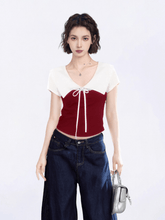 Contrast Collar Faux - Layered Cropped Tee - COPPING THREADS - CT Select