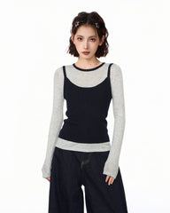 Contrast Layered Knit Top - COPPING THREADS - CT Select