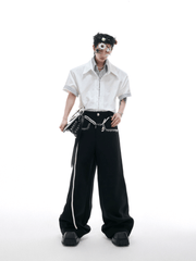 Contrast Layered Stripe Panel Short Sleeve Shirt - COPPING THREADS - ArguE CulturE