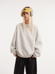 Contrast Stitch Raglan Crewneck Sweatshirt - COPPING THREADS - CATTEE