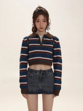 Contrast Stripe Polo Knit Sweater - COPPING THREADS - MOROMORO