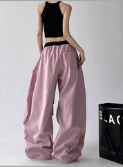 Contrast Trim Striped Baggy Parachute Pants - COPPING THREADS - CT Select