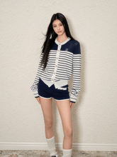 Contrast Trim Striped Knit Cardigan & Shorts Set - COPPING THREADS - AGAM