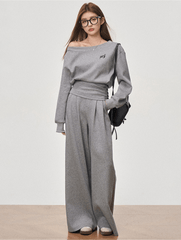 Cropped Cinched Waist Off - Shoulder Sweatshirt Suits - COPPING THREADS - WES1