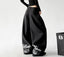 Black printed-hem wide-leg pants angled back - CT6269