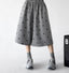 Gray wide leg pants, waist front view