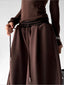 Brown striped-waist wide-leg pants waist detail - CT66304