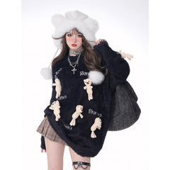 Cute Teddy Bear Charm Knit Sweater - COPPING THREADS - 11SH
