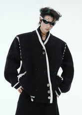 Deconstructed Asymmetrical Placket Sparkle Knit Sweater - COPPING THREADS - ArguE CulturE