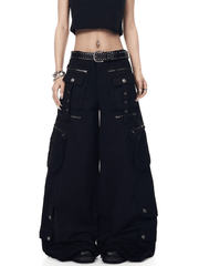 Deconstructed Multi - Pocket Wide - Leg Cargo Pants - COPPING THREADS - CT Select