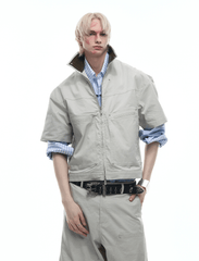 Deconstructed Rivet PU Patchwork Short Sleeve Utility Set - COPPING THREADS - ArguE CulturE