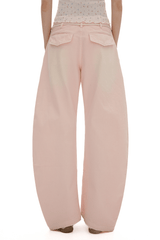 Detachable Drawstring Peach Pink Wide - Leg Pants - COPPING THREADS - MOROMORO