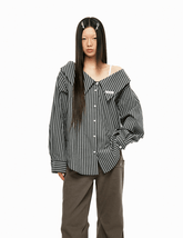 Detachable Off - Shoulder Striped Shirt - COPPING THREADS - Jikoo