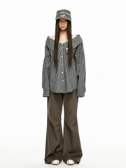 Detachable Off - Shoulder Striped Shirt - COPPING THREADS - Jikoo