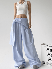 Detachable Tie Striped Wide‑Leg Pants - COPPING THREADS - CT Select
