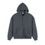 IDLT zip hoodie, blue gray front.