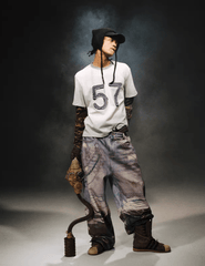 Digital Print Camouflage 3D Layered Faux Two - Piece Denim - COPPING THREADS - TRECLUB