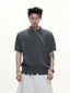 Distressed Hem Zipper Knit Polo Tee - COPPING THREADS - ArguE CulturE