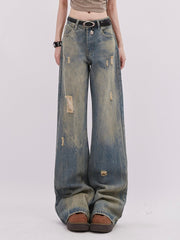 Distressed Straight Denim - COPPING THREADS - RAYOHOPP