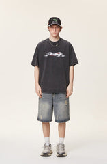 Distressed Straight - Leg Denim Shorts - COPPING THREADS - CATTEE