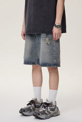 Distressed Straight - Leg Denim Shorts - COPPING THREADS - CATTEE