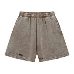 Distressed Wax - Dyed Heavyweight Cotton Shorts - COPPING THREADS - CT Basics