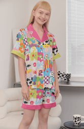 Dopamine Cartoon Ice Silk Pajama Set - COPPING THREADS - CT Dreamscape