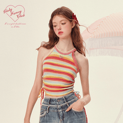 Dopamine Rainbow Knit Halter Top - COPPING THREADS - Girly Fancy