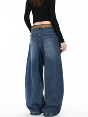 Double Waist Plaid Patchwork Wide - Leg Jeans - COPPING THREADS - CT Select