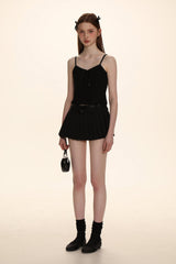 Dual - Sided Satin Ribbon Pleated Mini Skirt - COPPING THREADS - MOROMORO