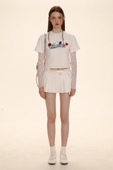 Dual - Sided Satin Ribbon Pleated Mini Skirt - COPPING THREADS - MOROMORO