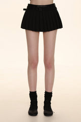 Dual - Sided Satin Ribbon Pleated Mini Skirt - COPPING THREADS - MOROMORO