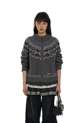 Dual Zippers Snowflake Hand - Embroidered Pearl Wool Cardigan - COPPING THREADS - MOROMORO