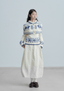 Fair Isle Deer Knit Cape Sweater & Quilted Midi Skirt Set - COPPING THREADS - CHICISLAND
