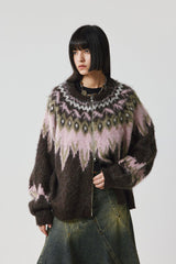 Fair Isle Pattern Wool Blend Cardigan - COPPING THREADS - CHICISLAND