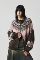 Fair Isle Pattern Wool Blend Cardigan - COPPING THREADS - CHICISLAND