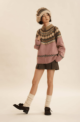 Fair Isle Pattern Zipper Cardigan Knit Sweater - COPPING THREADS - MOROMORO