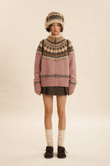 Fair Isle Pattern Zipper Cardigan Knit Sweater - COPPING THREADS - MOROMORO