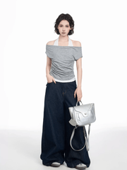 Faux Layered Off - Shoulder Halter Tee - COPPING THREADS - CT Select