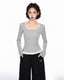 Faux Layered Square Neck Long Sleeve Tee - COPPING THREADS - CT Select