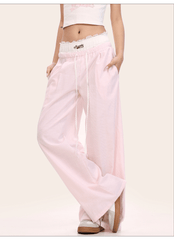 Faux Two - Piece Lace Waist Striped Pants - COPPING THREADS - CT Select