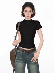 Fitted Mock Neck Knit Tee - COPPING THREADS - CT Select