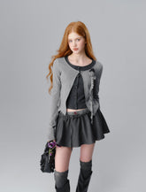 Floral Embellishment Layered Knit Cardigan - COPPING THREADS - SALTHE