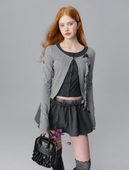 Floral Embellishment Layered Knit Cardigan - COPPING THREADS - SALTHE