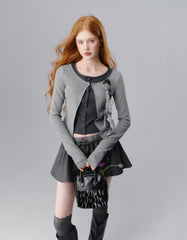 Floral Embellishment Layered Knit Cardigan - COPPING THREADS - SALTHE