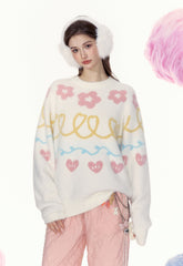 Floral Heart Jacquard Crewneck Sweater - COPPING THREADS - AYF