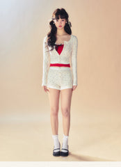 Floral Knit Cami Cardigan and Shorts Set - COPPING THREADS - SUNSETPARK