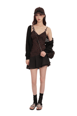 Floral Mesh Splice Lace Trim Cami Dress - COPPING THREADS - MOROMORO