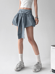Gingham Balloon Skirt Shorts with Front Tie - COPPING THREADS - CT Select