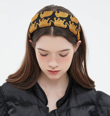 Golden Elephant Print Wide Headband - COPPING THREADS - COPPING THREADS